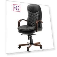 Кресло Фабрикант Адель кожа SC, Black, МТГ, WD, WD-1, орех (1031), ролик ст.