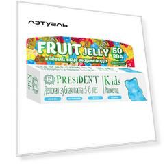 PRESIDENT Зубная паста детская PRESIDENT Kids 3-6 Мармелад (50 RDA) без фтора