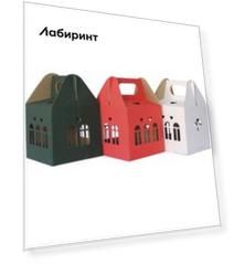 Коробка подарочная Дом № 3, красный, зеленый, белый, 3 шт.