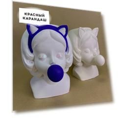 Гипсовое кашпо-органайзер голова "Девочка с жвачкой"