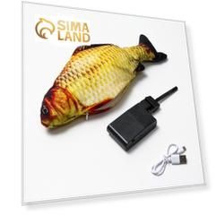 Игрушка для кошек "Карась" с двигающимся хвостом и с USB-зарядкой, 28 см