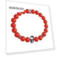 Браслет SOKOLOV из серебра с кораллом и эмалью