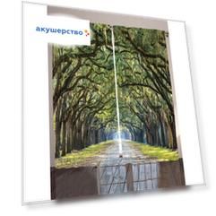 JoyArty Шторы с фотопечатью Зеленая аллея из сатена 290х265 см