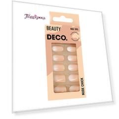 Набор накладных ногтей DECO. NUDE CHICK white ombre 24 шт + клеевые стикеры 24 шт