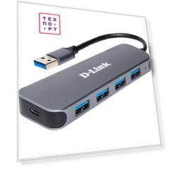 Разветвитель D-Link USB 3.0 DUB-1341 4порт. черный (DUB-1341/C2A) (DUB-1341/C2A)