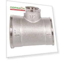 Тройник 3/4"х1/2"х3/4", г-г-г, никель, индивидуальная упаковка, РосТурПласт