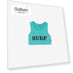 Топ с контрастным принтом бирюзовый Gulliver