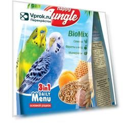Корм для птиц Happy Jungle для волнистых попугаев 500г