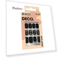 Набор накладных ногтей DECO. OMBRE black gold 24 шт + клеевые стикеры 24 шт