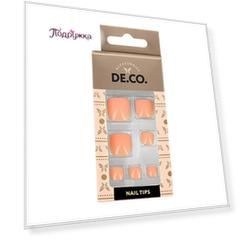 Набор накладных ногтей для педикюра DECO. ESSENTIAL Beige 24 шт+ клеевые стикеры 24 шт