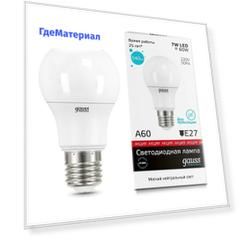 Gauss LED Elementary A60 7W E27 4100K, Лампа
