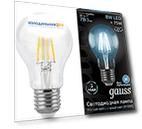 Лампа GAUSS LED Filament A 60 E 27 8W 780 lm 4100К 1/10/40 102802208