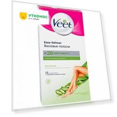 Полоски восковые Veet для сухой кожи c технологией Easy Gel-wax 12 штук