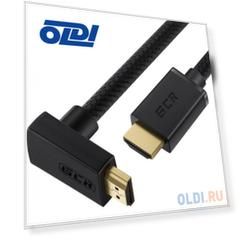GCR Кабель 2.0m HDMI 2.0, M/M верхний угол, черный нейлон, HDR 4:2:2, Ultra HD, 4K 60 fps 60Hz/5K*30Hz, 3D, AUDIO, 18.0 Гбит/с, 28/28 AWG, GCR-53293