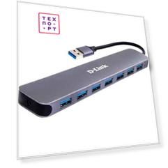 Концентратор D-Link с 7 портами USB 3.0 (1 порт с поддержкой режима быстрой зарядки) (DUB-1370/B2A)