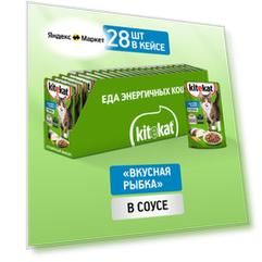 Влажный корм для кошек, со вкусом рыбы в соусе, 28 шт по 85г