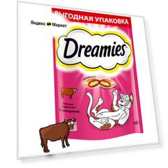 Dreamies (Дреймис) лакомство для кошек Подушечки Говядина 140гр