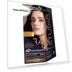 Essem Hair Studio Professional 3D Holography стойкая крем-краска для волос, 3.45 темно-каштановый