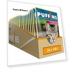 Puffins влажный корм для кошек Ягненок в желе 100г 24шт