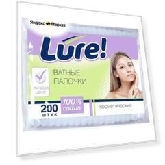 Ватные палочки Lure! косметические, 200 шт., пакет