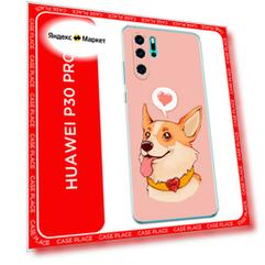 Чехол на Huawei P30 Pro / Хуавей П30 Про с принтом Корги язык