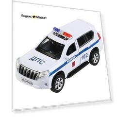 Внедорожник ТЕХНОПАРК Toyota Prado Полиция (PRADO-P, PRADO-P-WH) 1:32, 12 см, белый/синий