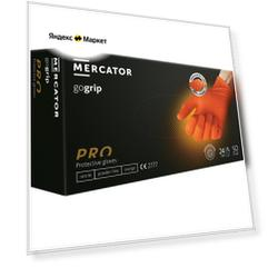 Перчатки особо прочные нитриловые размер L, Меркатор/Mercator GoGrip, защитные оранжевые, 25 пар