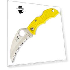 Нож складной Ladybug 3 Salt - Spyderco LYLS3HB, сталь H1 Satin Serrated Hawkbill, рукоять термопластик FRN, жёлтый