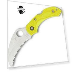 Складной нож Dragonfly™ 2 Salt™ - Spyderco 28SYL2HB, сталь H-1 Satin Serrated, рукоять термопластик FRN, жёлтый