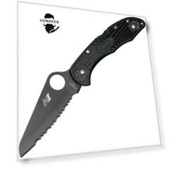 Складной нож Salt 2 - Spyderco 88SBBK2, сталь H-1 Black Titanium Carbonitride (TiCN) Serrated, рукоять термопластик FRN, чёрный