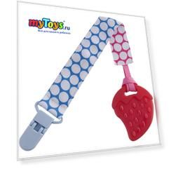 Прорезыватель на держателе Roxy-kids Круги, голубой/розовый