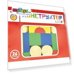 Деревянный конструктор Томик "Цветной", 26 деталей
