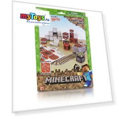 Сборная модель из бумаги  MINECRAFT PAPERCRAFT "Вагонетка и ТНТ" 48 деталей