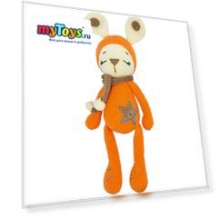 Вязаная  игрушка Niki Toys Зайчонок Астерикс, оранжевый, 45см