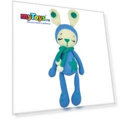 Вязаная  игрушка Niki Toys Зайчонок Астерикс, голубой, 45см