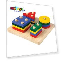 Сортер "Доска с геометрическими фигурами", Plan Toys