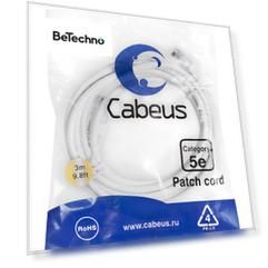 Патч-корд Cabeus PC-UTP-RJ45-Cat.5e-3m-WH, категория 5e, 3.0 м