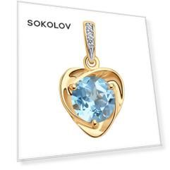 Подвеска SOKOLOV из золота с бриллиантами и топазом