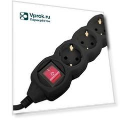 Удлинитель сетевой Sonnen U-133GS 3 розетки c заземлением 10А 3м черный