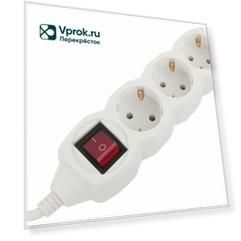 Удлинитель сетевой Sonnen U-133GS 3 розетки c заземлением 10А 3м белый