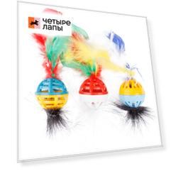 Pet Hobby Игрушка для кошек Погремушка с бубенчиком, пером и мехом (3шт)