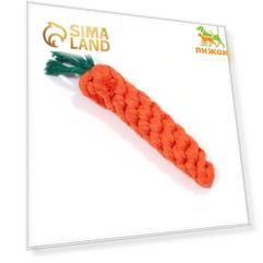Игрушка канатная "Морковь", до 18 см, до 50 г, оранжевая/зелёная