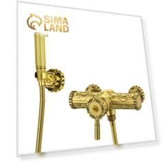 Смеситель для биде Lemark Jasmine LM7820C, однорычажный, без излива, лейка, золото