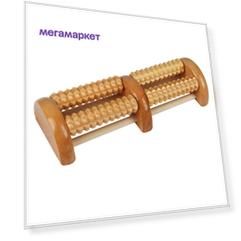 Массажёр «Барабаны», 4 ролика с шипами, деревянный