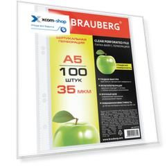 Папка BRAUBERG 221714 файлы, А5, 148х210 мм, вертикальные, 100 шт, 35 мкм