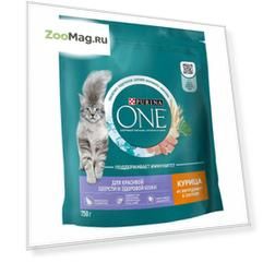 PURINA ONE SENSITIVE / Сухой корм Пурина УАН для взрослых кошек для здоровья кожи и шерсти с курицей