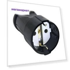 Кабельная розетка, ABS-пластик, прямая, с/з 16А 250В, IP20,черная, 24208 6, REV
