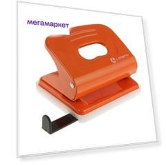 Дырокол с линейкой 20 листов, Lamark Metallic, оранжевый
