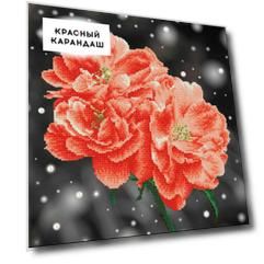 Кристальная (алмазная) мозаика "ФРЕЯ" 42х42 см "Абрикосовые розы"