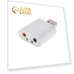 Внешняя звуковая карта Luazon, USB, разъемы Jack: наушники и микрофон, серая